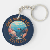 Great Barrier Reef Australien Retro gestörte Kunst Schlüsselanhänger (Rückseite)
