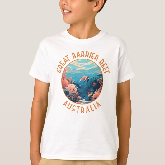 Great Barrier Reef Australien Retro gestörte Kunst T-Shirt (Vorderseite)