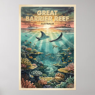 Great Barrier Reef Australien Vintage Reiseplakat Poster