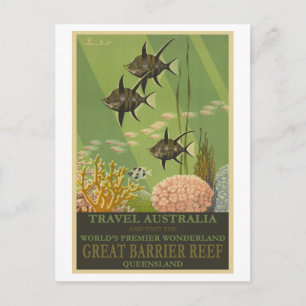 Great Barrier Reef Australien Vintage Reiseplakat Postkarte