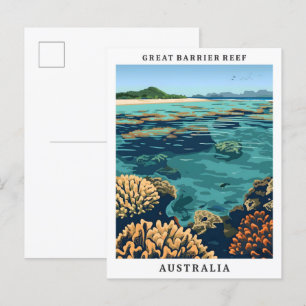 Great Barrier Reef Elegante Kunst Vintage Reise Postkarte