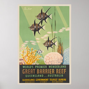 Great Barrier Reef Queensland Australien Vintage Poster