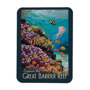 Great Barrier Reef Queensland Reisen Vintag Magnet