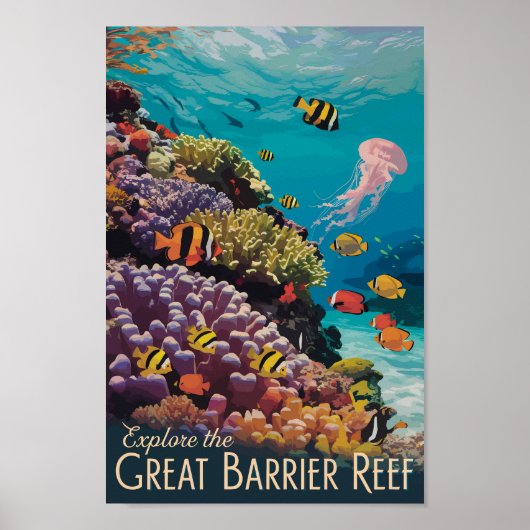 Great Barrier Reef Queensland Reisen Vintag Poster (Vorne)