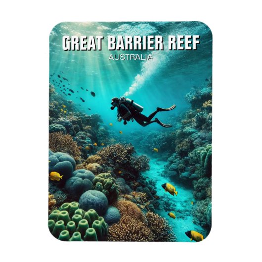 Great Barrier Reef Scuba Diver Magnet (Vertikal)