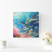 Great Barrier Reef Wasserfarbe Quadratische Wanduhr (Zuhause)