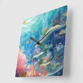 Great Barrier Reef Wasserfarbe Quadratische Wanduhr (Winkel)