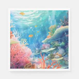 Great Barrier Reef Wasserfarbe Serviette