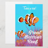 Great Barrier Riff Clowfish Cartoon Poster Briefpapier (Vorne/Hinten)