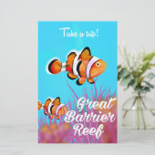 Great Barrier Riff Clowfish Cartoon Poster Briefpapier (Stehend Vorderseite)