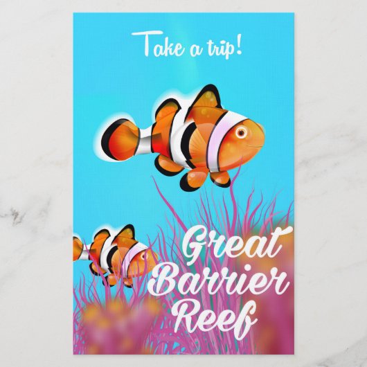 Great Barrier Riff Clowfish Cartoon Poster Briefpapier (Vorderseite)