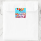 Great Barrier Riff Clowfish Cartoon Poster Quadratischer Aufkleber (Tasche)