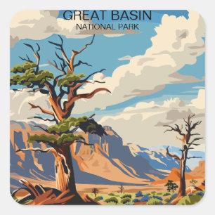 Great Basin National Park Nevada Vintage Quadratischer Aufkleber