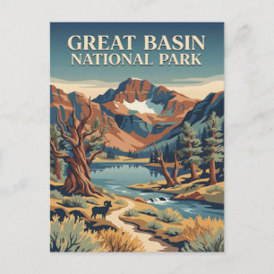 Great Basin Nevada Alpine Retro Vintage Poster Postkarte