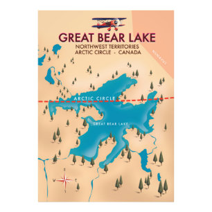Great Bear Lake, Kanada, Karte Reiseplakat Kunst Fotodruck