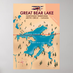 Great Bear Lake, Kanada, Karte Reiseplakat Kunst Poster
