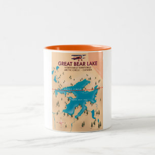 Great Bear Lake, Kanada, Karte Reiseplakatart Zweifarbige Tasse