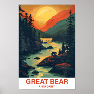 Great Bear Rainforest Canada Illustration Travel Poster