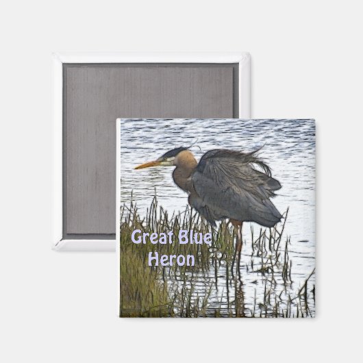 GREAT BLAUE HERON Magnet Geschenke (Vorderseite/Rückseite)