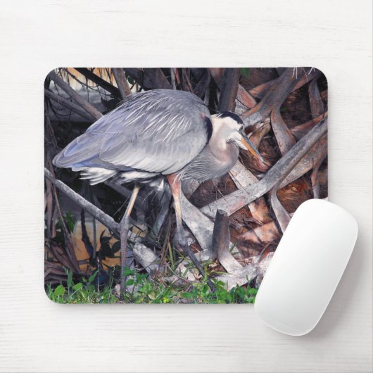 Great Blue Heron and Palm Tree Mousepad (Mit Mouse)