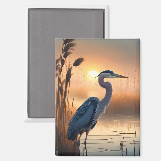 Great Blue Heron at Sunrise Magnet (Vorderseite/Rückseite)