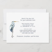 Great Blue Heron Beach Scene Neue Adresse Ankündigung (Rückseite)