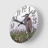 Great Blue Heron Bird Big Number Wall Clock Runde Wanduhr (Winkel)