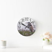 Great Blue Heron Bird Big Number Wall Clock Runde Wanduhr (Zuhause)