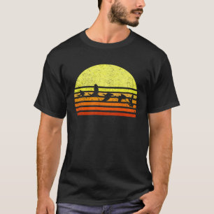 Great Blue Heron Bird Retro Sunset Vintag Distorti T-Shirt