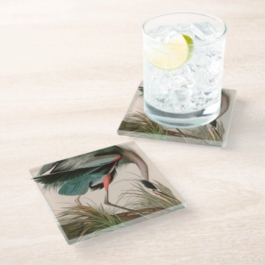 Great Blue Heron Birds of America Audubon Print Glasuntersetzer (Schrägansicht)