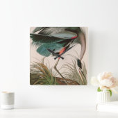 Great Blue Heron Birds of America Audubon Print Quadratische Wanduhr (Zuhause)