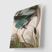 Great Blue Heron Birds of America Audubon Print Quadratische Wanduhr (Winkel)