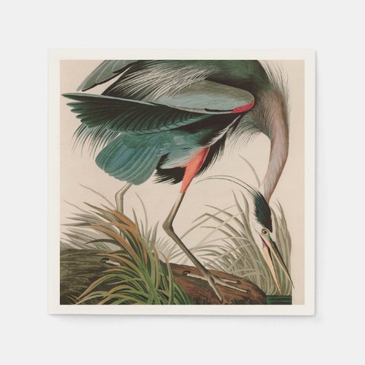 Great Blue Heron Birds of America Audubon Print Serviette (Vorderseite)