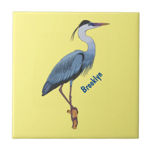 Great blue heron cartoon illustration  fliese