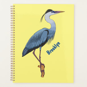 Great blue heron cartoon illustration planer
