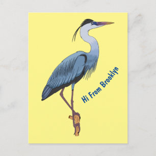 Great blue heron cartoon illustration postkarte