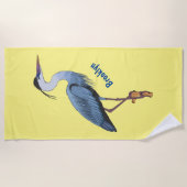 Great blue heron cartoon illustration strandtuch (Vorderseite)