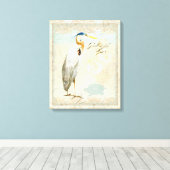 Great Blue Heron Coastal Beach - Wasserfarben Art Leinwanddruck (Insitu (Holzboden))