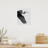 Great Blue Heron Crop Black and White Poster (Küche)