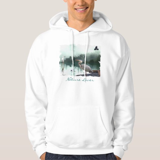 Great Blue Heron, Egret, Crow & Dragonfly Hoodie (Vorderseite)
