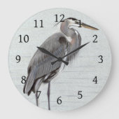 Great Blue Heron Große Wanduhr (Vorderseite)