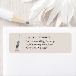 Great Blue Heron Hand-Drawn Victorian Address