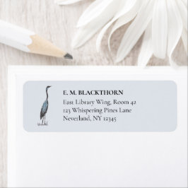 Great Blue Heron Hand-Drawn Victorian Address