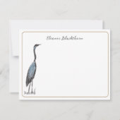 Great Blue Heron HandGezeichnet Vintager Elegant B Mitteilungskarte (Vorderseite)