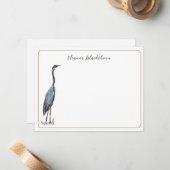 Great Blue Heron HandGezeichnet Vintager Elegant B Mitteilungskarte (Vorderseite/Rückseite Beispiel)