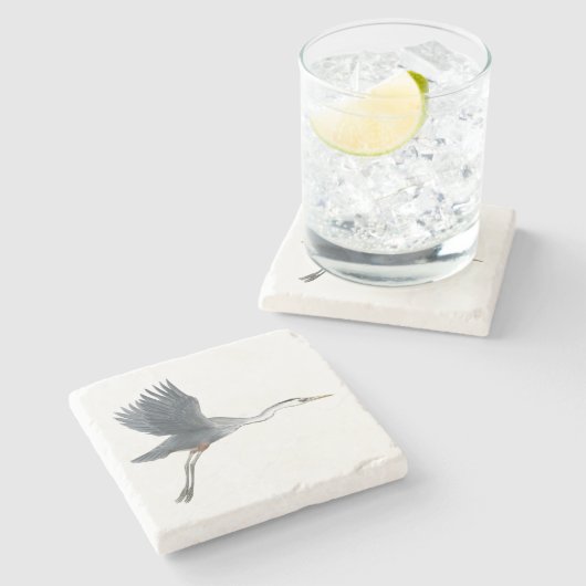 Great Blue Heron in Flight Steinuntersetzer (Seitenansicht)