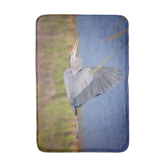 Great Blue Heron in Flug Badematte (Vorderseite Vertikal)