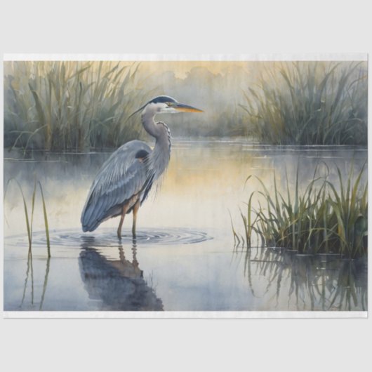 Great Blue Heron in Marsh Decoupage Seidenpapier (Vorderseite)