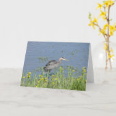 Great Blue Heron in River. Karte (Gelbe Blume)