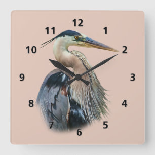Great Blue Heron individuell anpassbar Quadratische Wanduhr